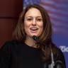 Halie Soifer, of the Jewish Democratic Council of America, speaks at the American Zionist Movement forum in Washington, D.C., on Dec. 12, 2018.