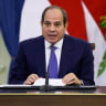 Egyptian President Abdel Fattah al-Sisi speaks during a joint-press conference with Indonesian President Prabowo Subianto (not pictured) following their meeting at the Merdeka Palace in Jakarta, Indonesia, October 11, 2026