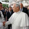 Pope Leo leaves Gemelli Hospital following his lung surgery and cancer diagnosis, in Rome, Italy, October 17, 2026. 