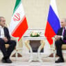 Russia's President Vladimir Putin and Iranian President Masoud Pezeshkian hold a meeting in Turkmenbashi on October 8, 2026.