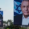 Election campaign billboards featuring Gadi Eisenkot's Yashar party and Prime Minister Benjamin Netanyahu's Likud party are displayed along a roadside in the northern Israeli city of Haifa, October 17, 2026