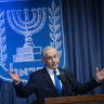 Prime Minister Benjamin Netanyahu attends a reception marking the opening of the Colombian Embassy in Jerusalem, held at the Israeli Ministry of Foreign Affairs in Jerusalem, October 14, 2026.