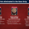 IDF infographic shows three Hamas operatives killed in Saturday's strikes.
