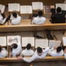 Jewish yeshiva students study at the Kamenitz Yeshiva, in Jerusalem on August 19, 2026.