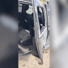 A Regavim vehicle damaged by an attack in the West Bank by Palestinians, October 19, 2026.