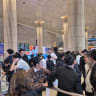 Members of the Chabad community at Ben-Gurion Airport, October 20, 2026.