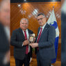 Foreign Minister Gideon Sa'ar and Secretary General of the Pacific Islands Forum Baron Divavesi Waqa as Israel joins the Pacific Islands Forum as a Forum Partner, October 20, 2026.