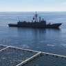 Turkish Navy frigate Gaziantep escorts drilling vessel Fatih off the Mediterranean resort city of Antalya, Turkey.