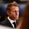 French President Emmanuel Macron looks on as he speaks to members of the media on the day of the 9th Annual One Planet Sovereign Wealth Funds (OPSWF) Summit, in Lusail, Qatar, October 21, 2026.