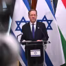 President Isaac Herzog meets with Hungarian President Andras Baka to hold bilateral talks during a state visit in Budapest, Hungary, on October 20, 2026.