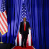 US President Donald Trump arrives at a campaign rally in Sioux City, Iowa, US, October 22, 2026.