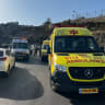 MDA ambulances stand at the scene of a terror attack near Hebron on October 23, 2026.