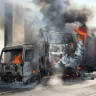 A truck catches fire near Hadera on October 25, 2026.