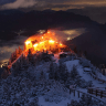 (Screenshot) Eagle's Nest, a Nazi-era chalet in southeastern Germany, was mostly destroyed in a major fire. October 23, 2026