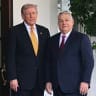 (L/R) US President Donald Trump greets Hungarian Prime Minister Viktor Orban outside the West Wing of the White House in Washington, DC on November 7, 2025. 