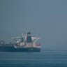 An Iranian supertanker off the coast of Gibraltar