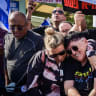 Israeli activist Sheffi Paz surrounded by supporters arrives to enter the Neve Tirtza Women's Prison in in Ramla, to serve her sentence After being convicted in vandalism, on November 14, 2024. 