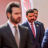 Iraq's Prime Minister Ali al-Zaidi (C) looks on during the family photo during the 52nd session of the Organisation of Islamic Cooperation (OIC) Council of Foreign Ministers in Baghdad on October 17, 2026.
