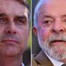 Sen. Flavio Bolsonaro (L) faces President Luiz Inacio "Lula" da Silva (R) in runoff elections in Brazil.