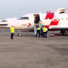 Nigeria's Index Ebola patient is taken on a medical evacuation flight to Switzerland from Nnamdi Azikwe International Airport, in Abuja, Nigeria October 26, 2026, in this screengrab obtained from a handout video.