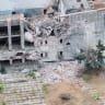 A still image taken from an undated drone video released September 12, 2026, shows a destroyed building in Oleshky, Kherson Region, Russian-controlled Ukraine. 
