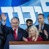 Israeli Prime Minister and Likud party chairman Benjamin Netanyahu at the Likud party’s election headquarters at Binyanei HaUma (Jerusalem International Convention Center) in Jerusalem, following Israel’s general elections, early October 28, 2026.