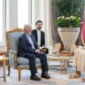 Qatar's Emir Sheikh Tamim bin Hamad Al Thani meets with Iranian Interior Minister Eskandar Momeni in Doha, Qatar, October 6, 2026.