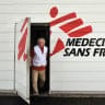 A man leaves the logistics hub of French association "Medecins sans frontieres" (Doctors without borders) on January 13, 2010