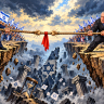 An AI-generated political cartoon.