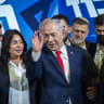 Prime Minister and Likud party chairman Benjamin Netanyahu at the Likud party’s election headquarters at Binyanei HaUma (Jerusalem International Convention Center) in Jerusalem, following Israel’s general elections, early October 28, 2026.