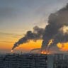 Plumes of smoke rise from fires (centre) at an oil refinery following what the authorities say is a Ukrainian drone strike in the course of the Russia-Ukraine conflict, in Moscow, Russia, September, 20, 2026.