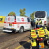 The scene of the bus crash on Route 25 near Netivot on Friday, October 30, 2026.