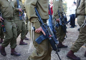  ORTHODOX SOLDIERS participate in an IDF swearing-in ceremony in Jerusalem.