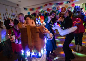  Krakow Jewish community members celebrate Purim in the JCC.
