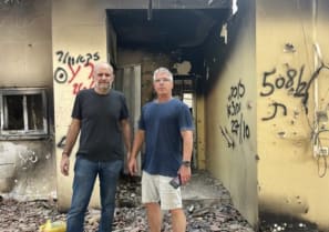 Ronn Torossian (left) with Noam Lanir at Kibbutz Beeri