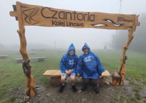  Fun whatever the weather - Mark and David reach for the summit