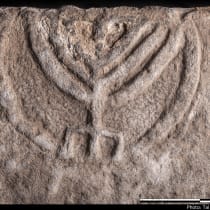 The menorah-inscribed stone door discovered in Tiberias, December 2017
