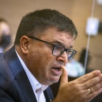 National Unity MK Michael Biton leads a meeting to fight against road homicide,  halting the increase in accidents and formulating a national road safety plan, at the Knesset, Jerusalem, October 26, 2021.