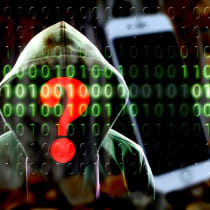  Cyberattack on a smartphone. Beware of downloading spyware (Illustrative).