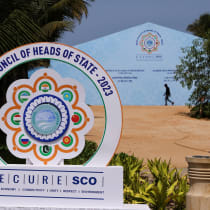 A view of the Shanghai Cooperation Organisation (SCO) media centre on the day of the foreign ministers' meeting, in Goa, India May 5, 2023. 