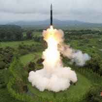 Hwasong-18 intercontinental ballistic missile is launched from an undisclosed location in North Korea in this image released by North Korea's Korean Central News Agency on July 13, 2023.