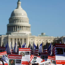  Jewish Americans and supporters of Israel gather in solidarity with Israel and protest against antisemitism, amid the ongoing conflict between Israel and the Palestinian group Hamas, during a rally on the National Mall in Washington, U.S, November 14, 2023