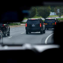  The motorcade of Democratic U.S. presidential nominee and former Vice President Joe Biden drives to a service at St. Joseph's on the Brandywine Roman Catholic Church in Greenville, Delaware, U.S., September 13, 2020. 