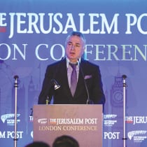  THE WRITER addresses The Jerusalem Post London Conference in 2022. 