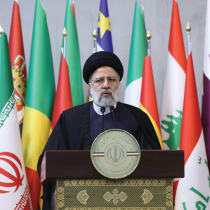 IRANIAN PRESIDENT Ebrahim Raisi attends the Tehran International Conference on Palestine, in Tehran, last month.