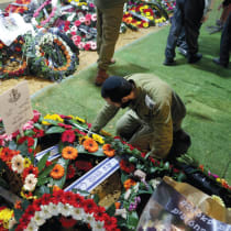 El funeral del sargento de primera clase de la IDF, Nicholas Berger, reservista, quien fue asesinado en el sur de la Franja de Gaza. Cementerio Militar del Monte Herzl en Jerusalén, 24 de enero de 2024.