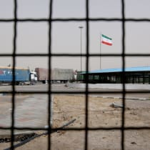  Iran's flag is pictured at the Milak border crossing between Iran and Afghanistan, Sistan and Baluchestan Province, Iran September 8, 2021.