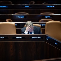  Education Minister Yoav Kisch attends a discussion on the state budget at the assembly hall of the Israeli parliament in Jerusalem, March 12, 2024.