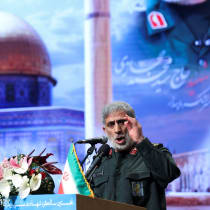  Brigadier General Esmail Qaani, the head of the Revolutionary Guards' Quds Force, speaks during a ceremony marking the anniversary of the death of senior Iranian military commander Mohammad Hejazi, in Tehran, Iran April 14, 2022. 