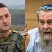 El Jefe de Estado Mayor de las FDI, Herzi Halevi (izquierda) y MK Avi Maoz (derecha)